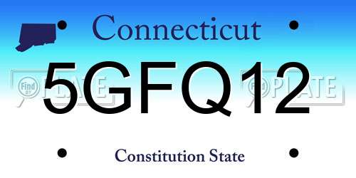 5GFQ12 Connecticut License Plate