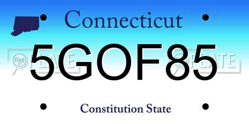5GOF85 Connecticut License Plate