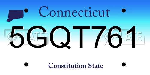 5GQT761 Connecticut License Plate
