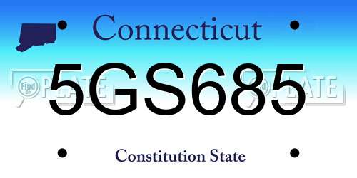 5GS685 Connecticut License Plate
