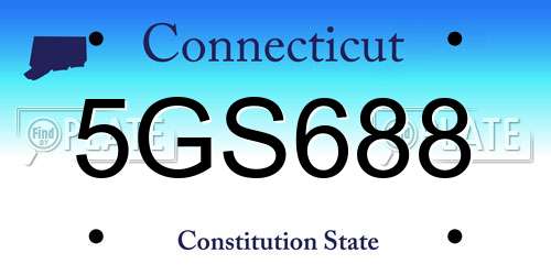 5GS688 Connecticut License Plate