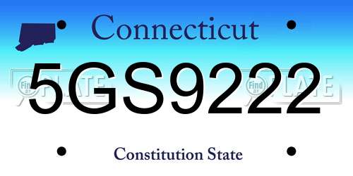 5GS9222 Connecticut License Plate
