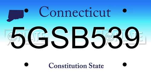 5GSB539 Connecticut License Plate