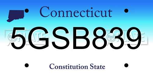 5GSB839 Connecticut License Plate