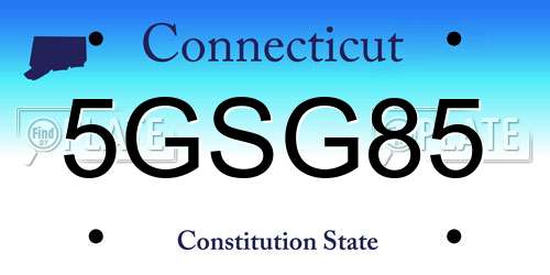 5GSG85 Connecticut License Plate
