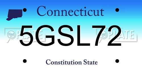 5GSL72 Connecticut License Plate