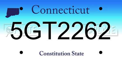 5GT2262 Connecticut License Plate