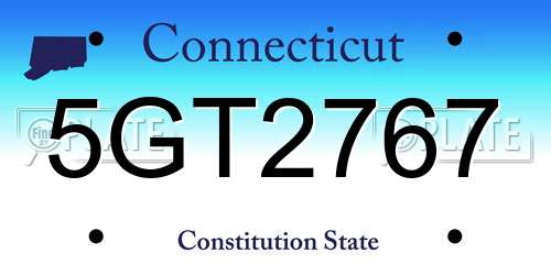 5GT2767 Connecticut License Plate