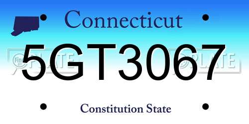 5GT3067 Connecticut License Plate