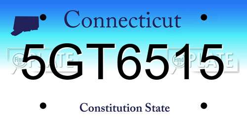 5GT6515 Connecticut License Plate