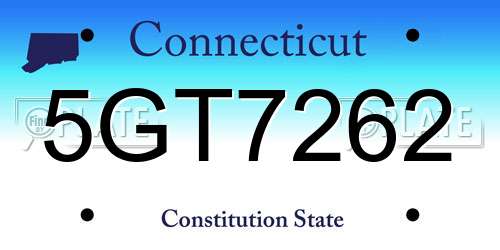 5GT7262 Connecticut License Plate