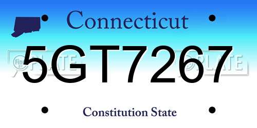 5GT7267 Connecticut License Plate