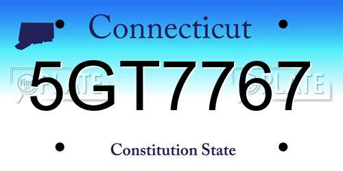 5GT7767 Connecticut License Plate