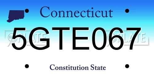5GTE067 Connecticut License Plate