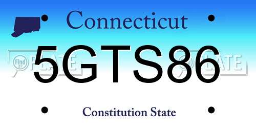 5GTS86 Connecticut License Plate