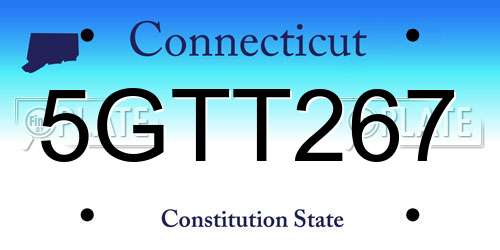 5GTT267 Connecticut License Plate