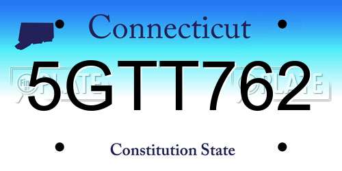 5GTT762 Connecticut License Plate