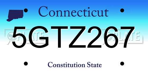 5GTZ267 Connecticut License Plate