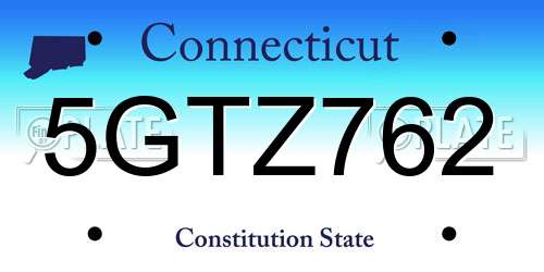 5GTZ762 Connecticut License Plate