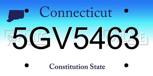5GV5463 Connecticut License Plate