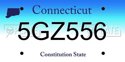 5GZ556 Connecticut License Plate