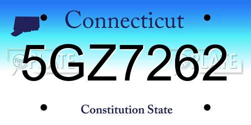 5GZ7262 Connecticut License Plate