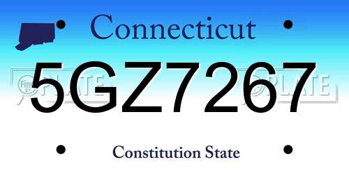5GZ7267 Connecticut License Plate