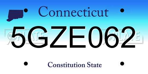 5GZE062 Connecticut License Plate
