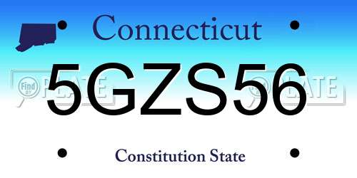 5GZS56 Connecticut License Plate