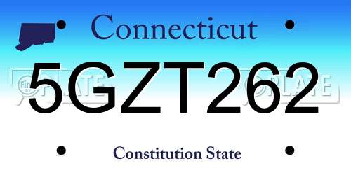 5GZT262 Connecticut License Plate