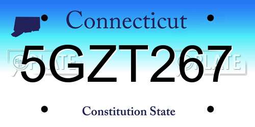 5GZT267 Connecticut License Plate