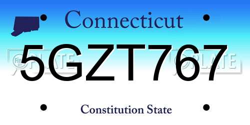 5GZT767 Connecticut License Plate