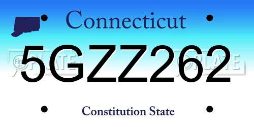 5GZZ262 Connecticut License Plate