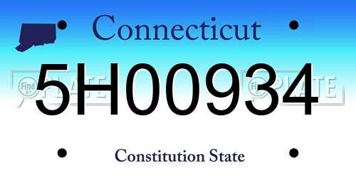 5H00934 Connecticut License Plate
