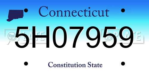 5H07959 Connecticut License Plate