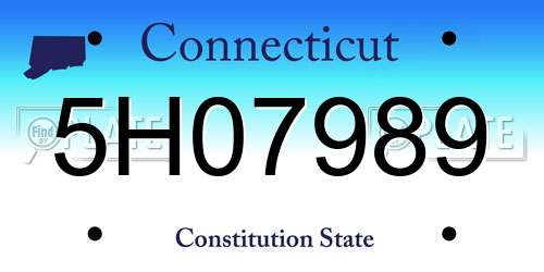 5H07989 Connecticut License Plate