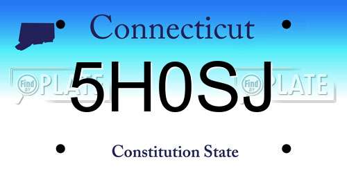 5H0SJ Connecticut License Plate