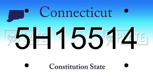 5H15514 Connecticut License Plate