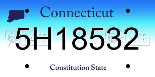 5H18532 Connecticut License Plate