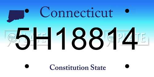 5H18814 Connecticut License Plate