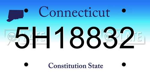 5H18832 Connecticut License Plate