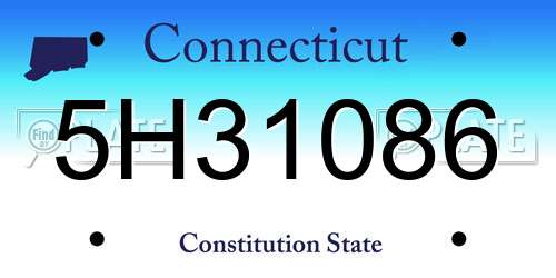 5H31086 Connecticut License Plate