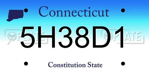 5H38D1 Connecticut License Plate