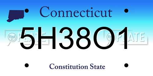 5H38O1 Connecticut License Plate