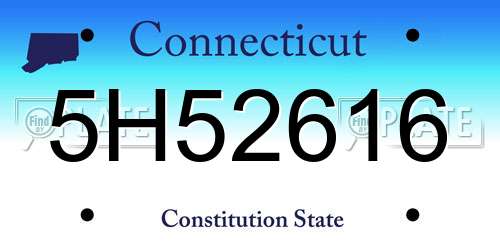 5H52616 Connecticut License Plate