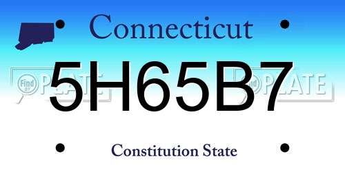 5H65B7 Connecticut License Plate
