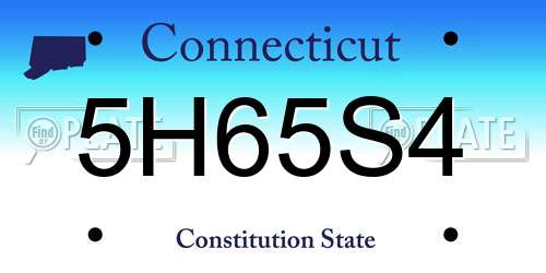 5H65S4 Connecticut License Plate