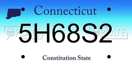 5H68S2 Connecticut License Plate