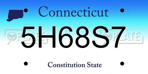 5H68S7 Connecticut License Plate