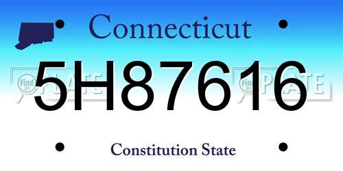 5H87616 Connecticut License Plate